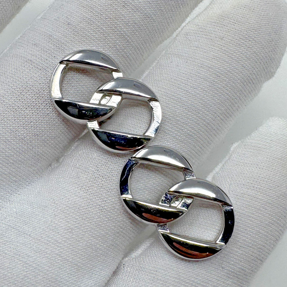 Vintage SWANK Silver Tone Cufflinks Double Loop Knot Design 23.6mm